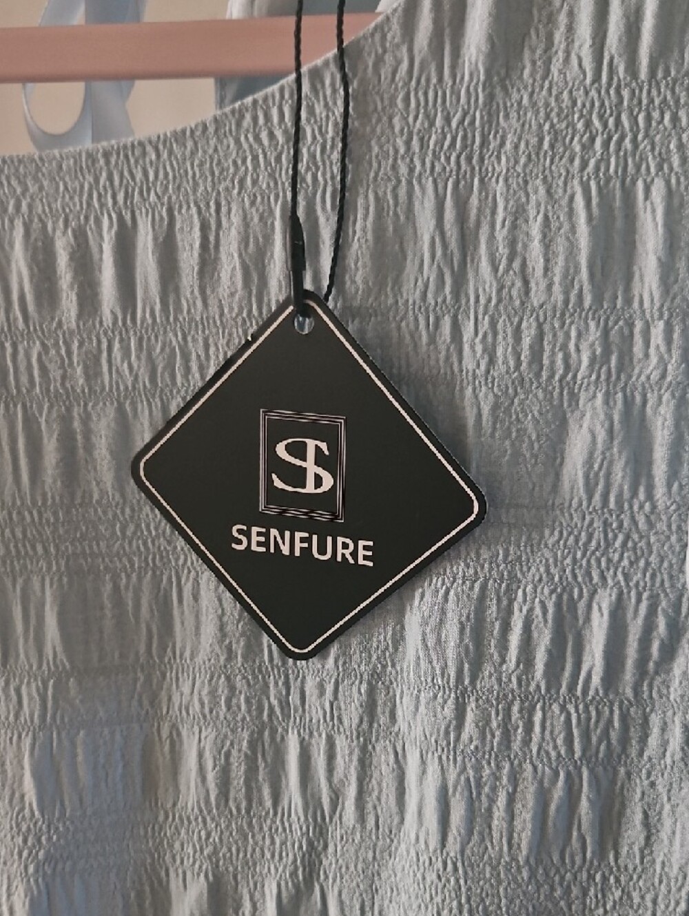 SENFURE Light Blue Tie-Front Dress - SIZE: M - Picture 8 of 9